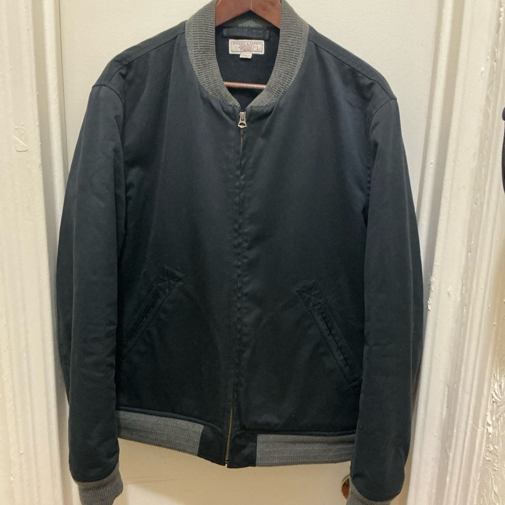 Wallace and Barnes Navy and Gray Wool Thermore Lined Bomber Jackets Size Mens L